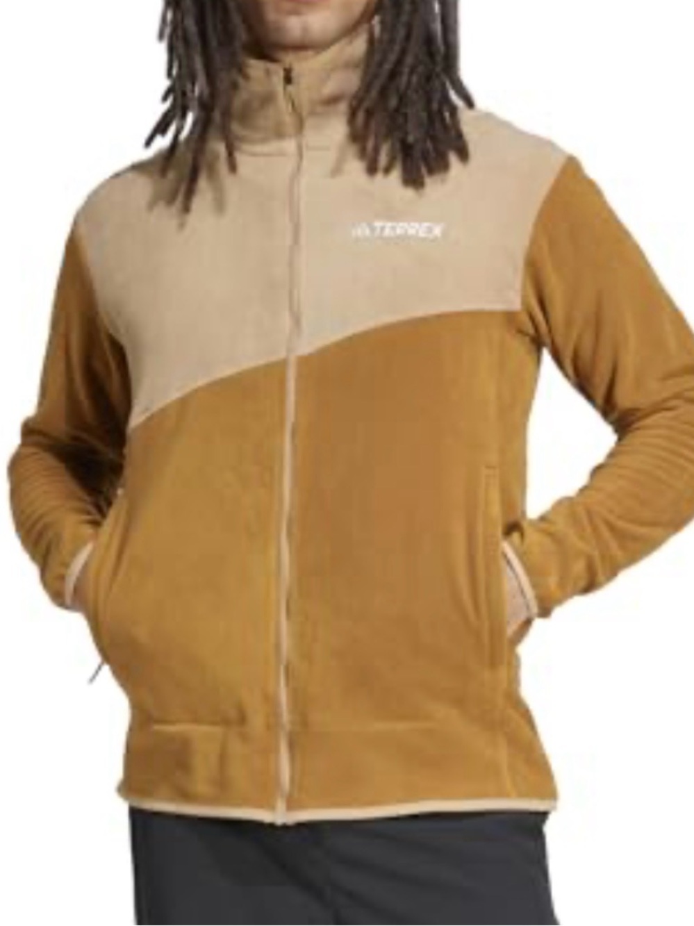 Adidas Terrex Two-Tone Fleece Jacket - Mustard/Tan